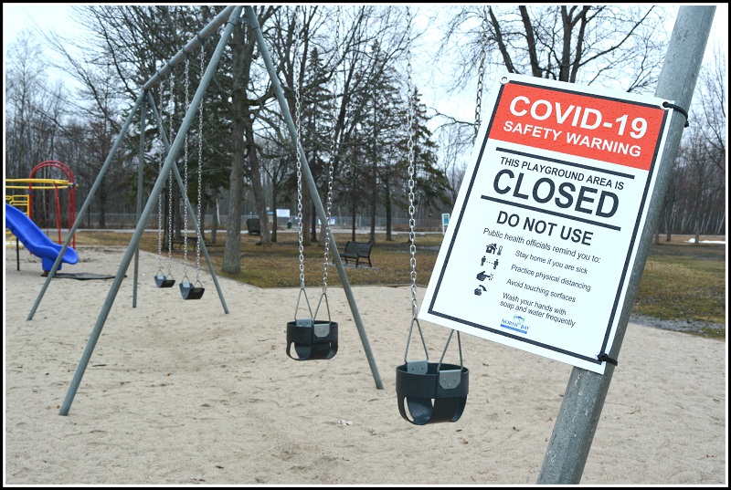 Photograph of a sign saying the playground is closed